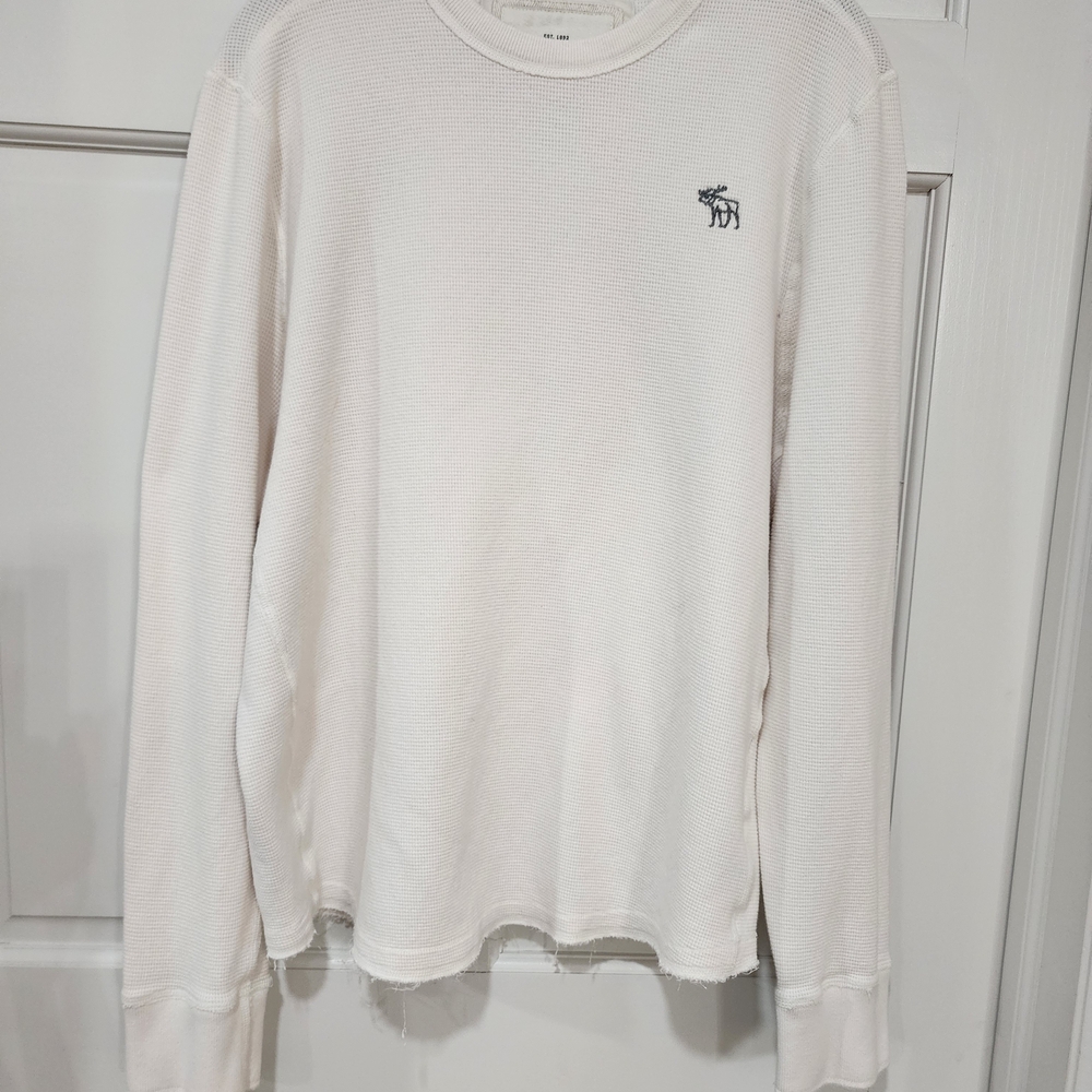 Vintage Mens XXL Waffel Knit Long Sleeve Muscle Shirt Light Tan Moose Logo - Picture 2 of 7